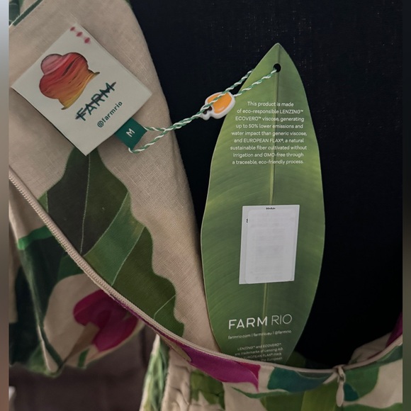 Farm Rio Anthurium Leaves Puff Sleeve Mini Dress - Picture 7 of 7